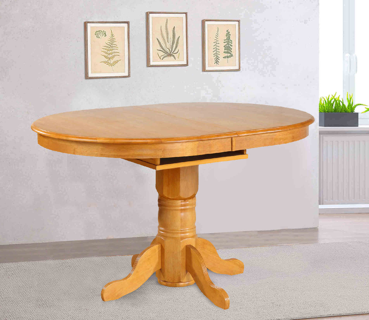 Sunset Trading Oak Selections 66" Oval Pedestal Extendable Butterfly Leaf Pub Table