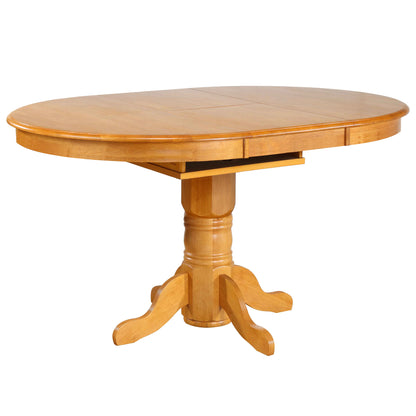 Sunset Trading Oak Selections 66" Oval Pedestal Extendable Butterfly Leaf Pub Table