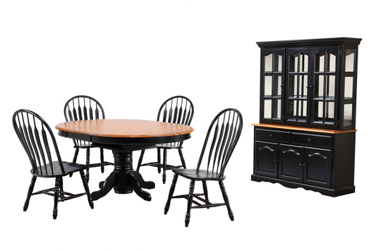 Sunset Trading Black Cherry Selections 7 Piece 48" Round to 66" Oval Extendable Dining Set