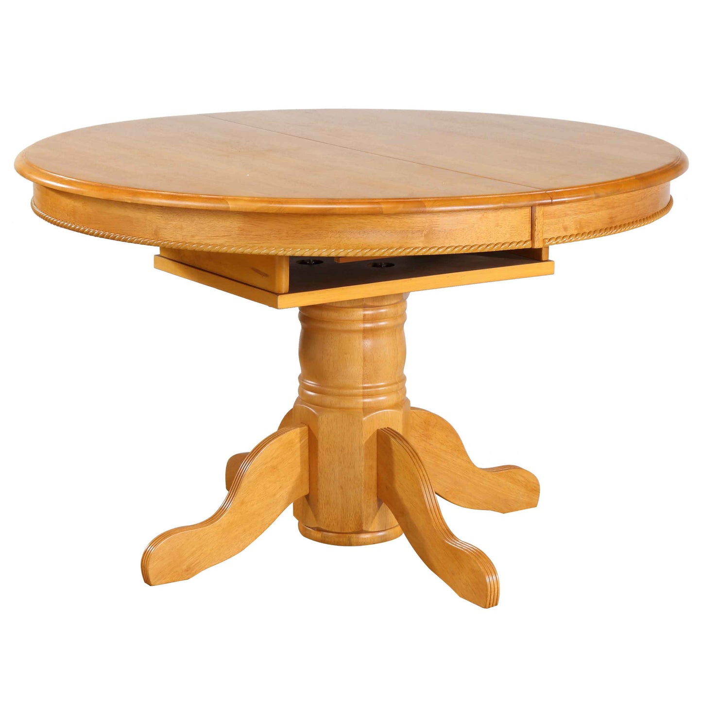 Sunset Trading Oak Selections 48" Round to 66" Oval Extendable Butterfly Leaf Pedestal Dining Table