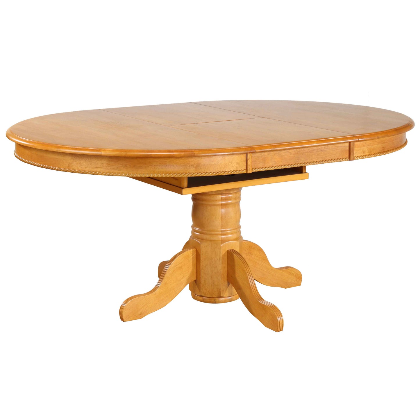 Sunset Trading Oak Selections 48" Round to 66" Oval Extendable Butterfly Leaf Pedestal Dining Table