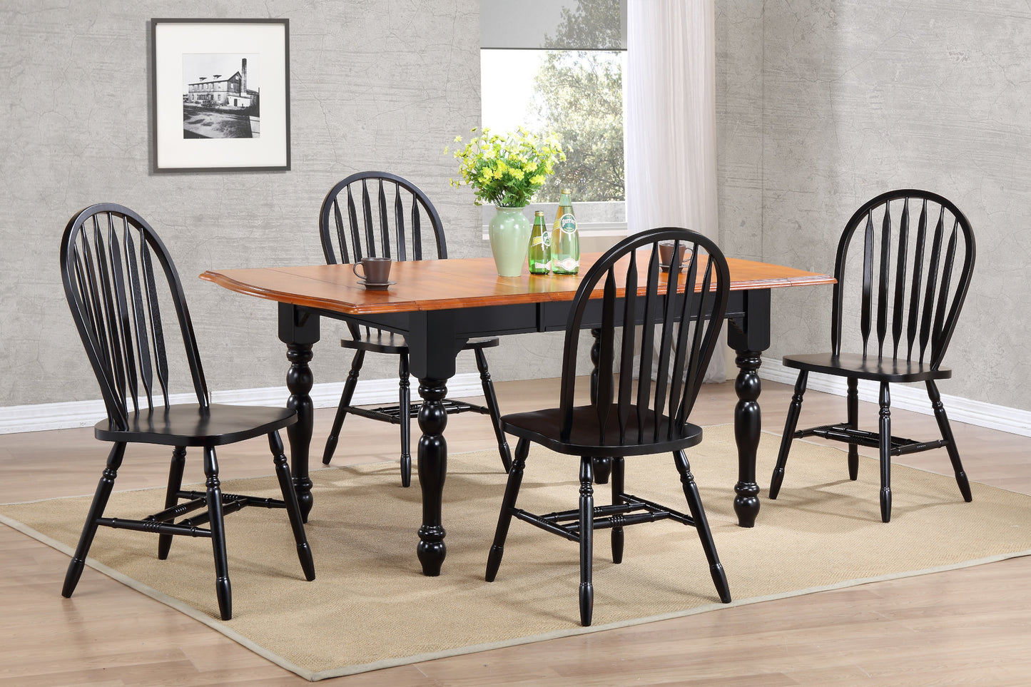 Sunset Trading Black Cherry Selections 5 Piece 72" Rectangular Drop Leaf Extendable Dining Set