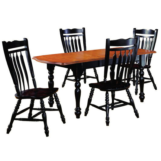 Sunset Trading Black Cherry Selections 5 Piece 72" Rectangular Drop Leaf Extendable Dining Table Set with 4 Aspen Chairs