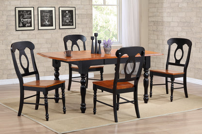 Sunset Trading Black Cherry Selections 5 Piece 72" Rectangular Drop Leaf Extendable Dining Table Set with 4 Napoleon Chairs