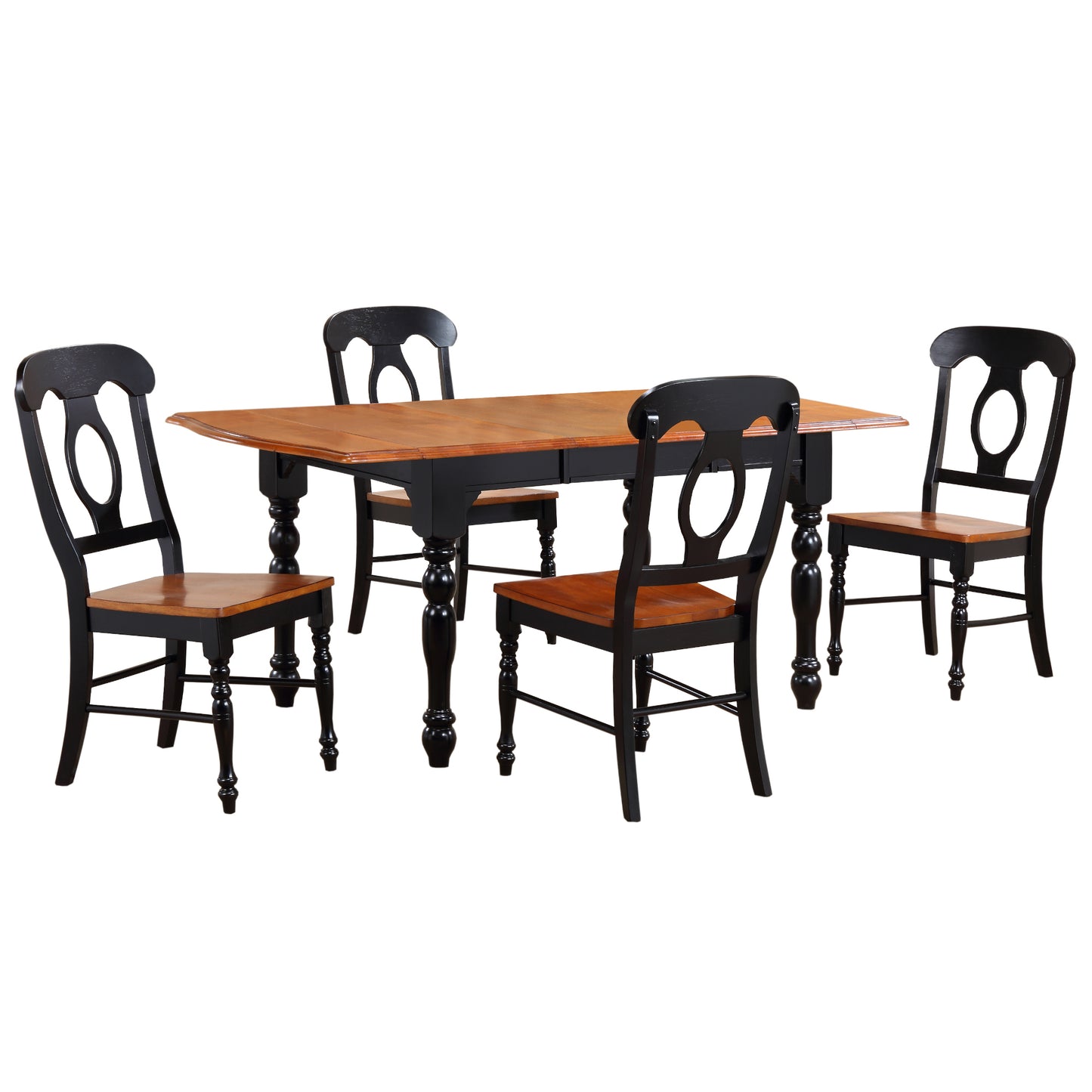 Sunset Trading Black Cherry Selections 5 Piece 72" Rectangular Drop Leaf Extendable Dining Table Set with 4 Napoleon Chairs