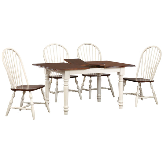 Sunset Trading Andrews 5 Piece 48-60" Rectangular Extendable Dining Set with 4 Windsor Spindleback Chairs