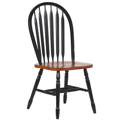 Sunset Trading Black Cherry Selections 3 Piece 42" Round Extendable Dining Set with 2 Arrowback Windsor Chairs