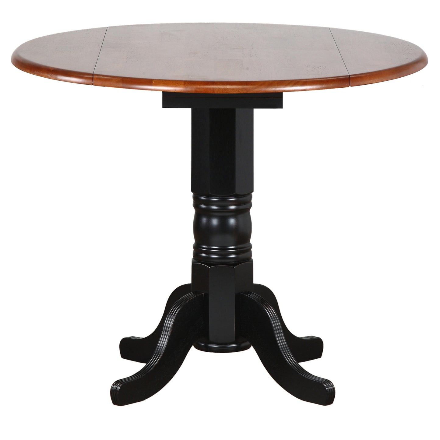 Sunset Trading Black Cherry Selections 3 Piece 42" Round Extendable Drop Leaf Pub Table Set with 2 Swivel Barstools