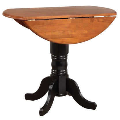 Sunset Trading Black Cherry Selections 3 Piece 42" Round Extendable Drop Leaf Pub Table Set with 2 Swivel Barstools