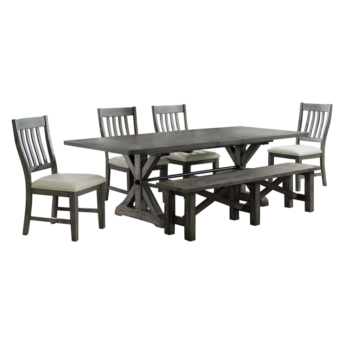 Sunset Trading Trestle 6 Piece Dining Set with Bench