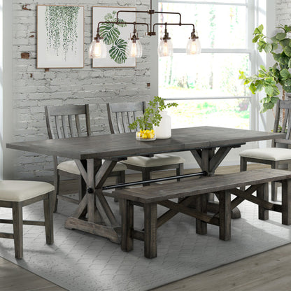 Sunset Trading Trestle 96" Rectangular Extension Pedestal Dining Table