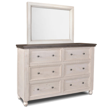 Sunset Trading Rustic French 6 Drawer Double Dresser and Mirror Set