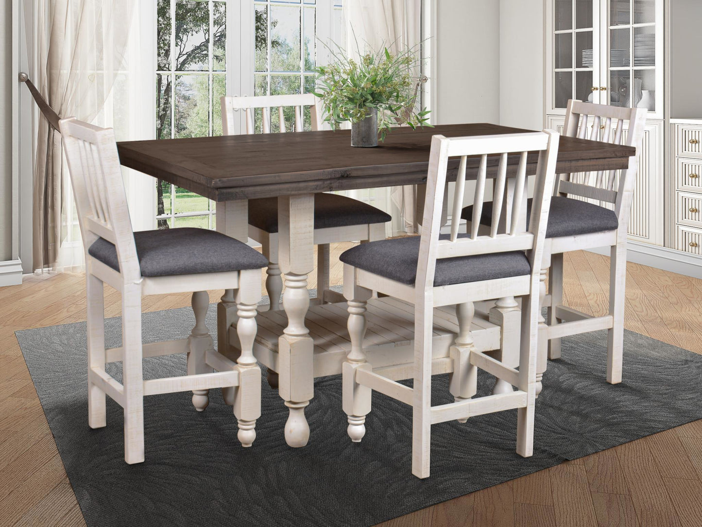 Sunset Trading Rustic French 60" Rectangular Counter Height Dining Table Set