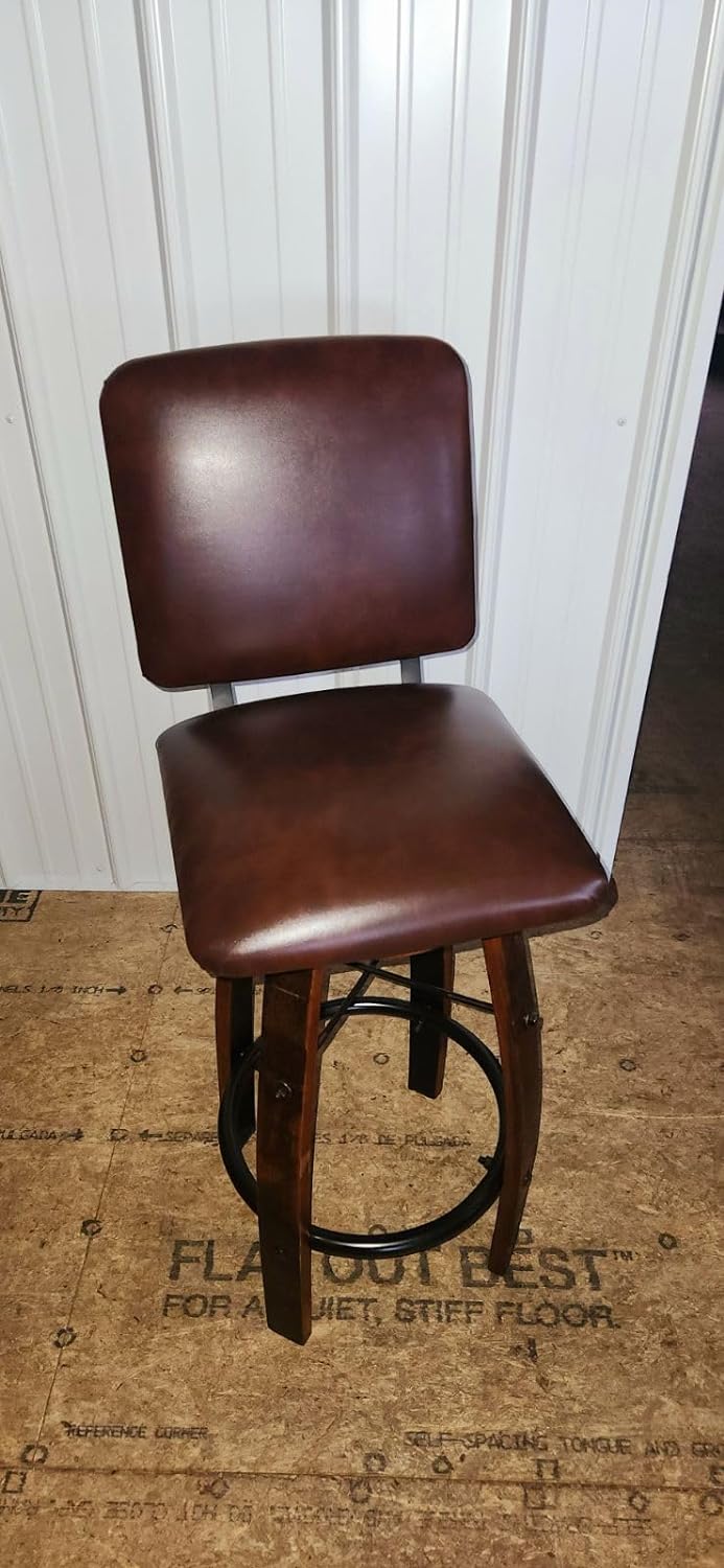 William Sheppee 16" Seats Stave Bar Counter Stools Genuine Leather