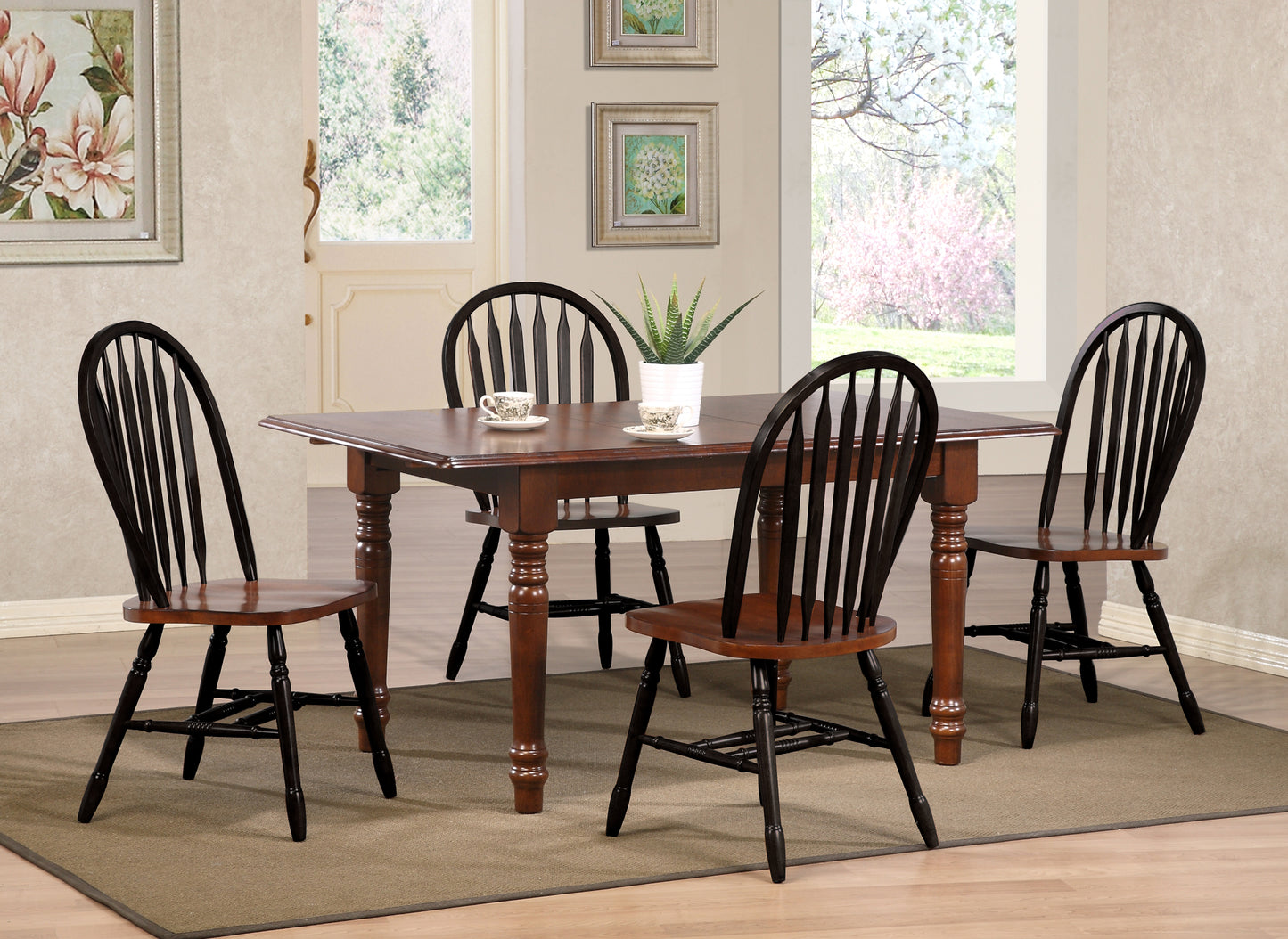 Sunset Trading 5PC 60" Rectangular Extendable Wood Dining Set