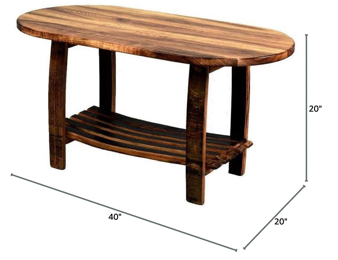 William Sheepee Premium Quality Oval Coffee Table in Burnt Hickory