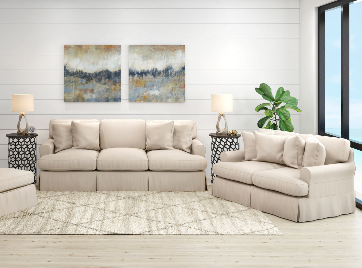 Sunset Trading Horizon 2 Piece Slipcovered Living Room Set