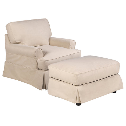 Sunset Trading Horizon Slipcovered T-Cushion Chair with Ottoman