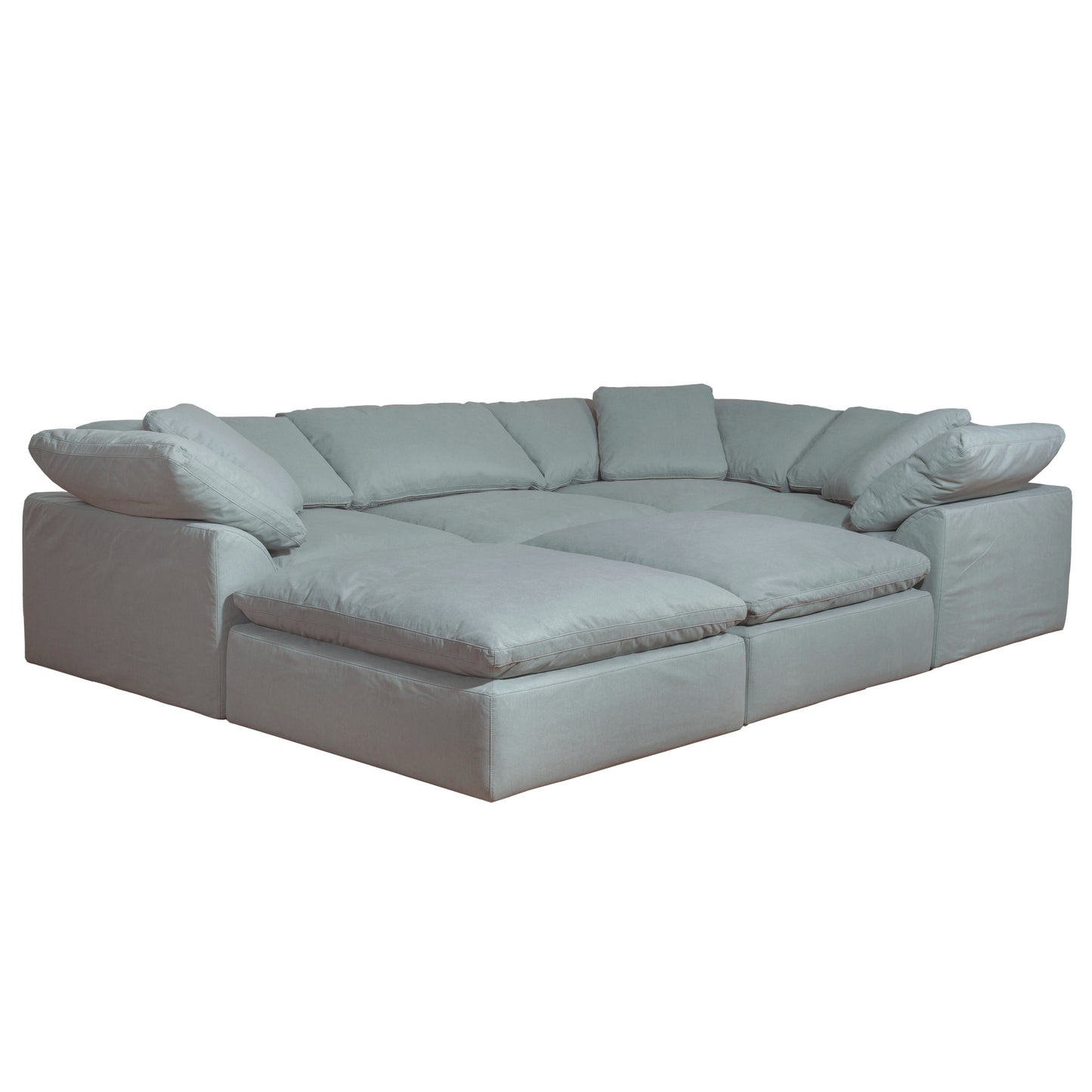 Sunset Trading Contemporary Puff Collection 6PC Slipcovered Modular U-Shaped Pit Sectional Sofa