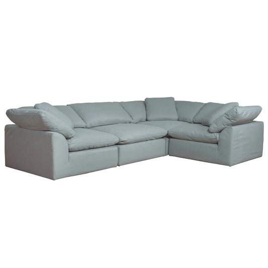 Sunset Trading Contemporary Puff Collection 4PC Slipcovered L-Shaped Sectional Sofa