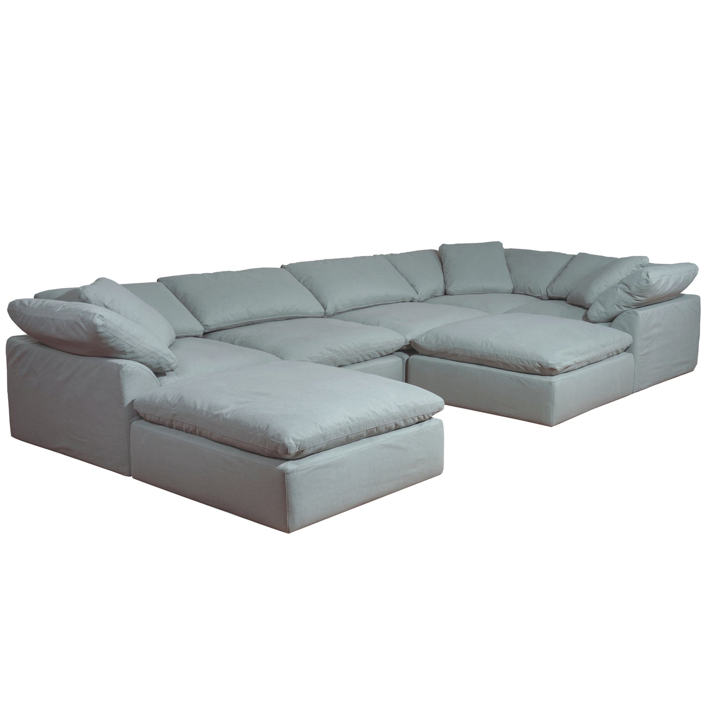 Sunset Trading Contemporary Puff Collection 7PC Slipcovered Modular U-Shaped Pit Sectional Sofa