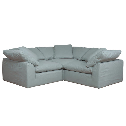 Sunset Trading Contemporary Puff Collection 3PC Slipcovered L-Shape Sectional Sofa