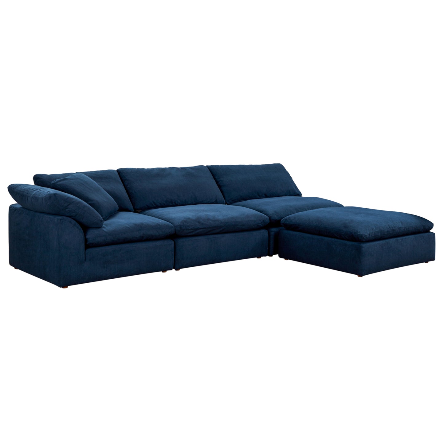 Sunset Trading Contemporary Puff Collection 4PC Slipcovered Modular Sectional Sofa with Ottoman