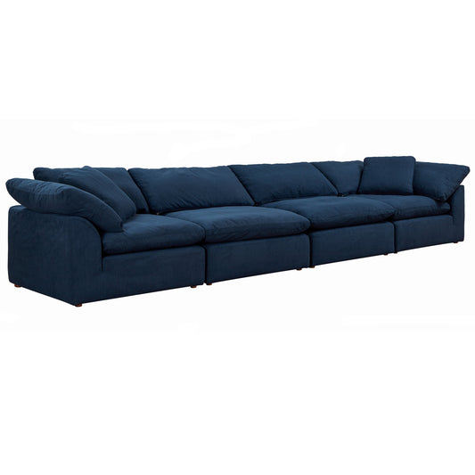 Sunset Trading Contemporary Puff Collection 4PC Slipcovered Modular Sectional Sofa