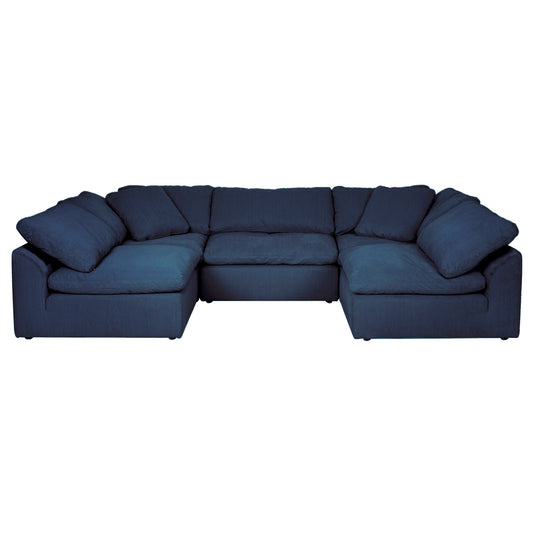 Sunset Trading Contemporary Puff Collection 5PC Slipcovered U-Shaped Sectional Sofa