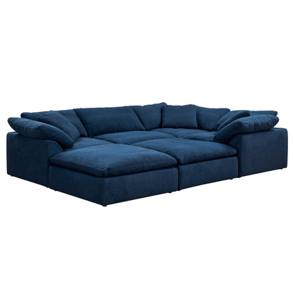 Sunset Trading Contemporary Puff Collection 6PC Slipcovered Modular U-Shaped Pit Sectional Sofa