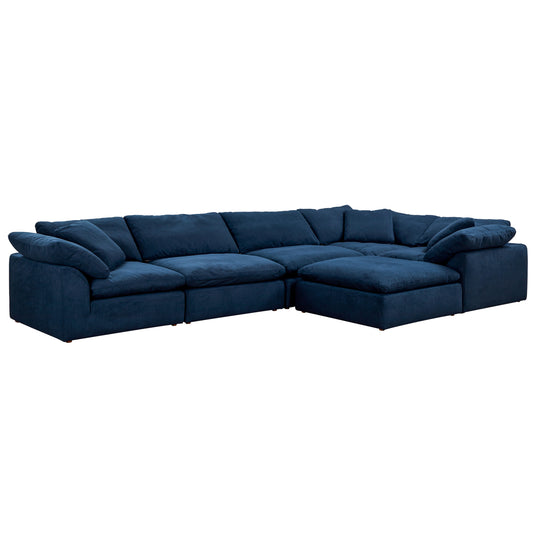 Sunset Trading Contemporary Puff Collection 6PC Slipcovered Modular L-Shape Sectional Sofa with Ottoman