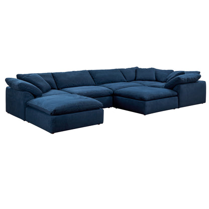 Sunset Trading Contemporary Puff Collection 7PC Slipcovered Modular U-Shaped Pit Sectional Sofa