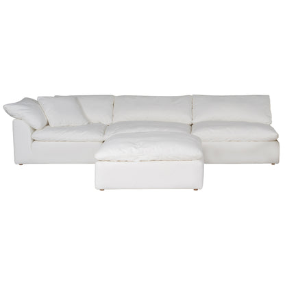 Sunset Trading Contemporary Puff Collection 4PC Slipcovered Modular Sectional Sofa with Ottoman