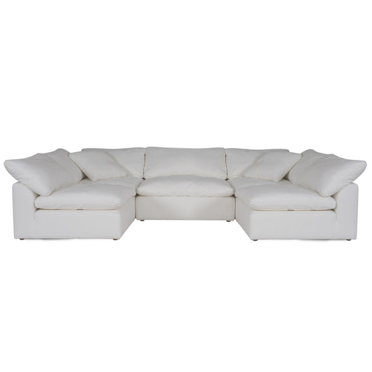 Sunset Trading Contemporary Puff Collection 5PC Slipcovered U-Shaped Sectional Sofa