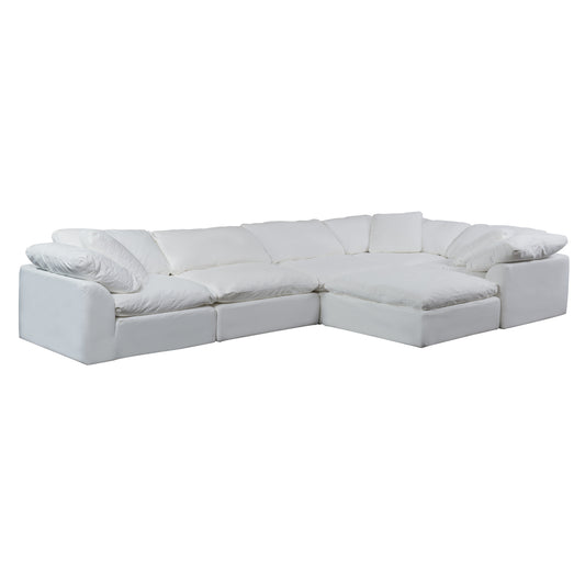 Sunset Trading Contemporary Puff Collection 6PC Slipcovered Modular L-Shape Sectional Sofa with Ottoman