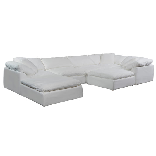 Sunset Trading Contemporary Puff Collection 7PC Slipcovered Modular U-Shaped Pit Sectional Sofa