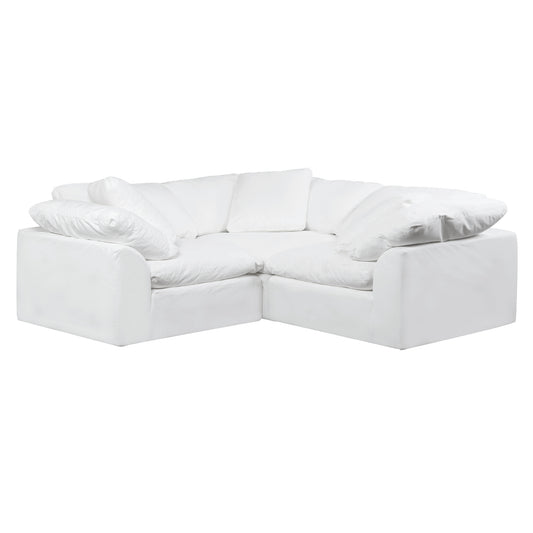 Sunset Trading Contemporary Puff Collection 3PC Slipcovered L-Shape Sectional Sofa