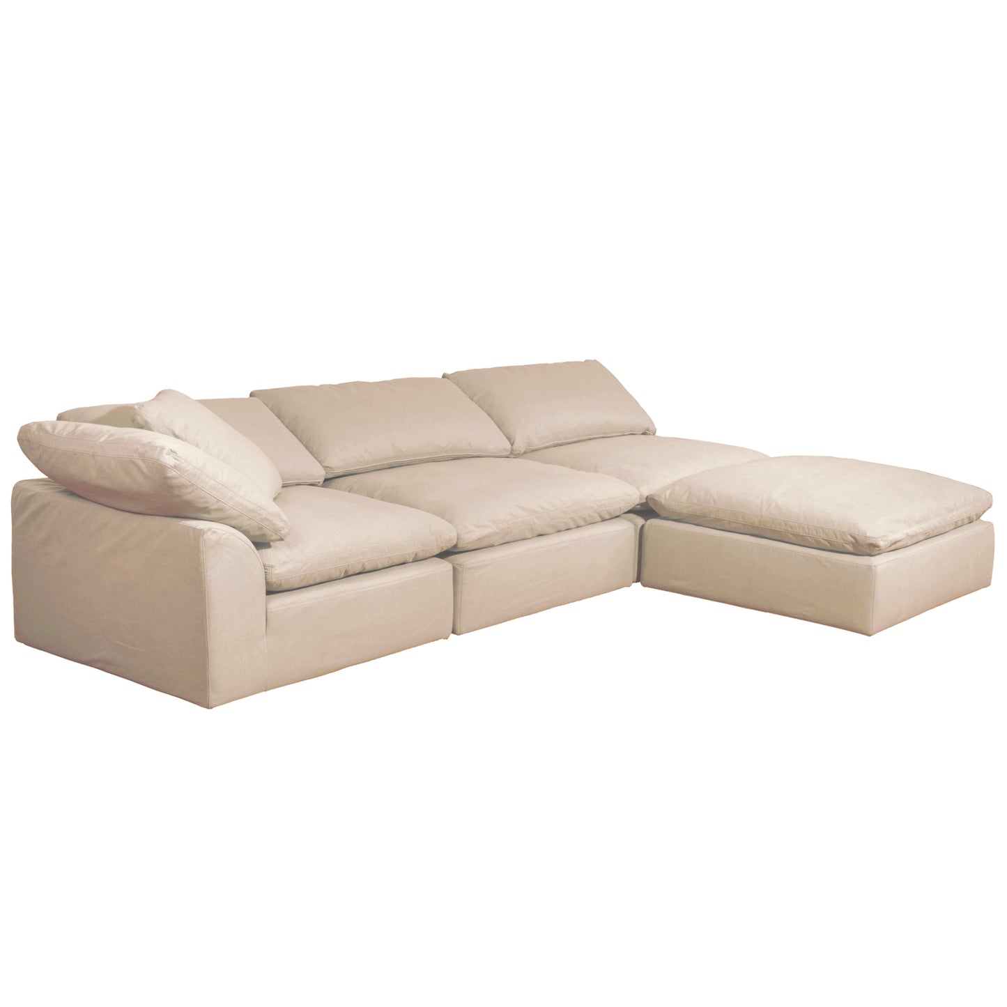 Sunset Trading Contemporary Puff Collection 4PC Slipcovered Modular Sectional Sofa with Ottoman