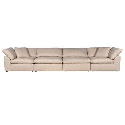 Sunset Trading Contemporary Puff Collection 4PC Slipcovered Modular Sectional Sofa