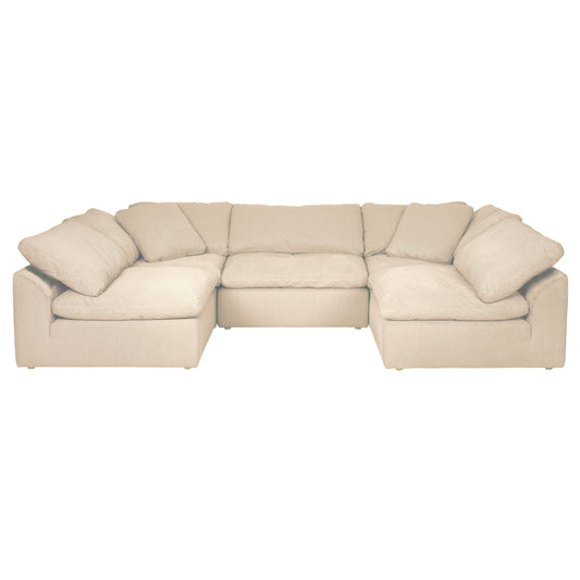 Sunset Trading Contemporary Puff Collection 5PC Slipcovered U-Shaped Sectional Sofa