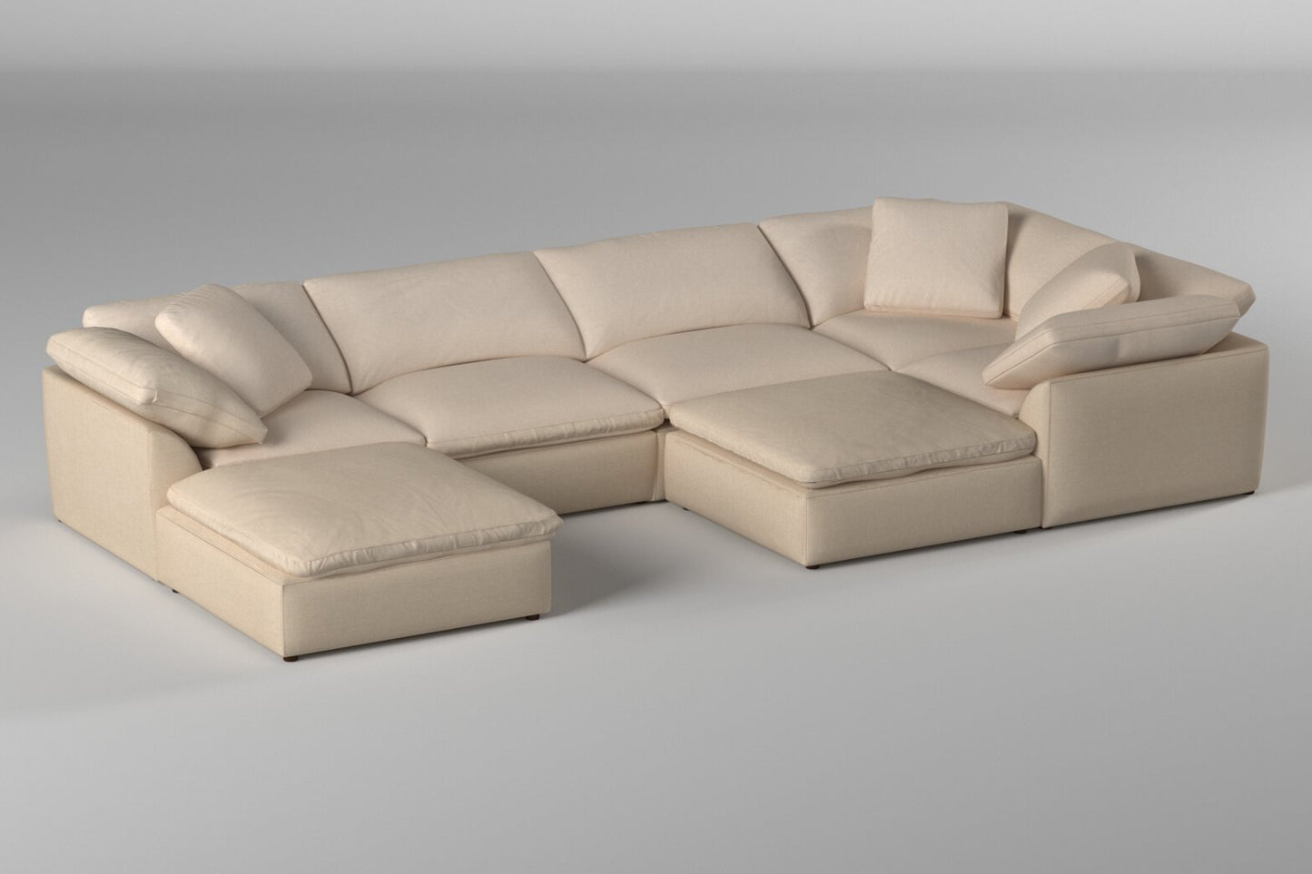 Sunset Trading Contemporary Puff Collection 7PC Slipcovered Modular U-Shaped Pit Sectional Sofa