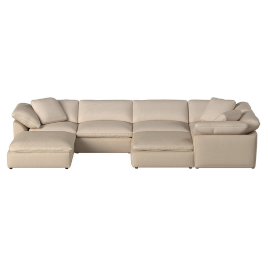 Sunset Trading Contemporary Puff Collection 7PC Slipcovered Modular U-Shaped Pit Sectional Sofa