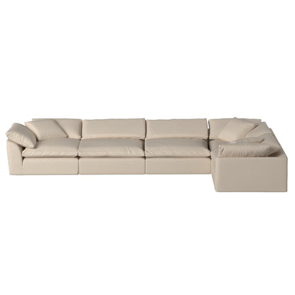 Sunset Trading Contemporary Puff Collection 5PC Slipcovered Modular L-Shaped Sectional Sofa