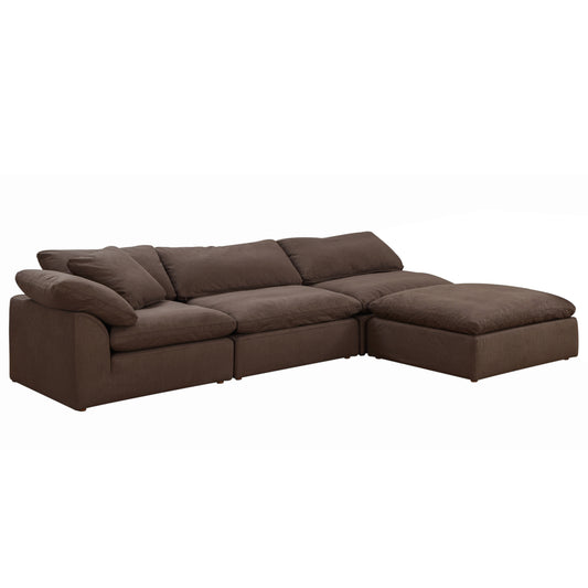 Sunset Trading Contemporary Puff Collection 4PC Slipcovered Modular Sectional Sofa with Ottoman