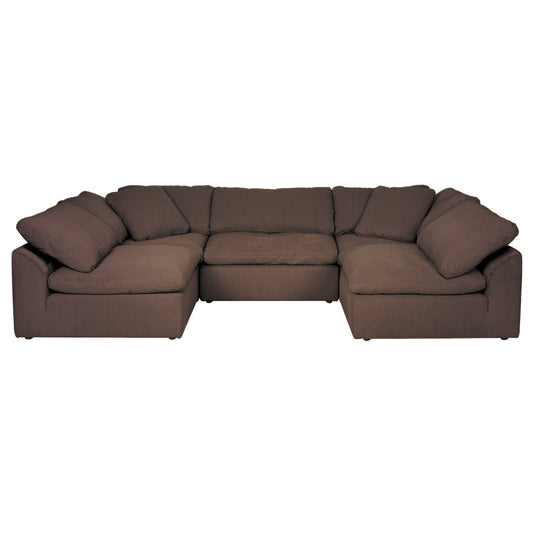 Sunset Trading Contemporary Puff Collection 5PC Slipcovered U-Shaped Sectional Sofa