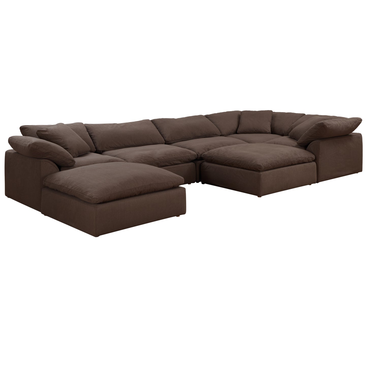 Sunset Trading Contemporary Puff Collection 7PC Slipcovered Modular U-Shaped Pit Sectional Sofa