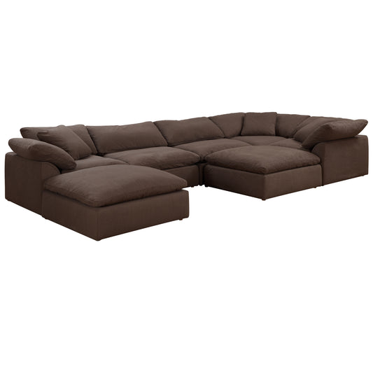 Sunset Trading Contemporary Puff Collection 7PC Slipcovered Modular U-Shaped Pit Sectional Sofa