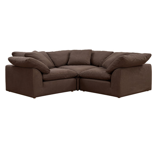 Sunset Trading Contemporary Puff Collection 3PC Slipcovered L-Shape Sectional Sofa