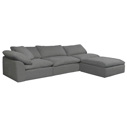 Sunset Trading Contemporary Puff Collection 4PC Slipcovered Modular Sectional Sofa with Ottoman