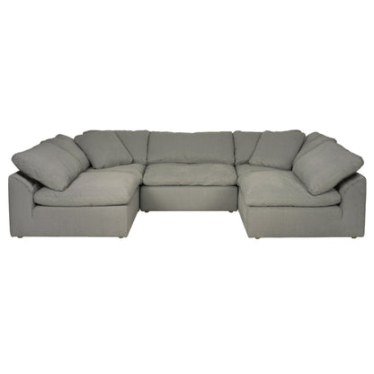 Sunset Trading Contemporary Puff Collection 5PC Slipcovered U-Shaped Sectional Sofa